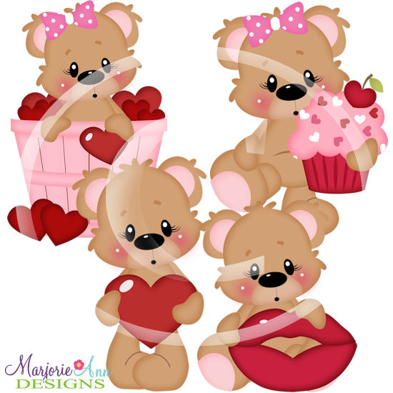 Benny & Belinda Love Bears SVG Cutting Files + Clipart - Click Image to Close